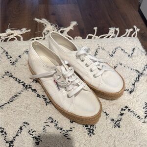 Superga Cream Canvas Espadrille Shoes